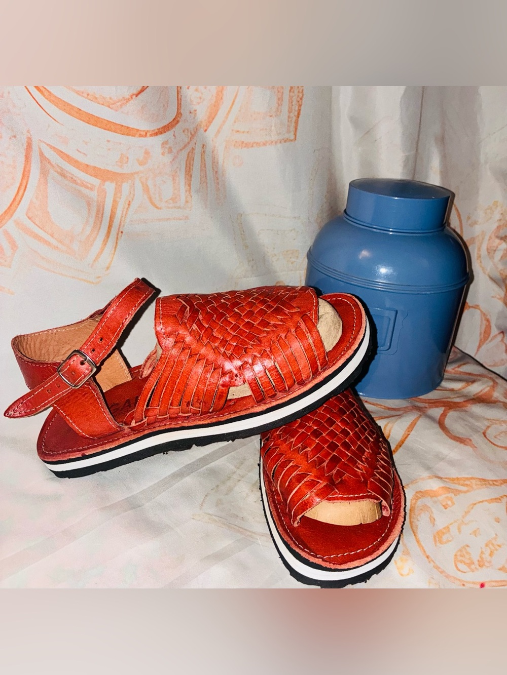 Gali-Women’s Huarache Woven Leather Open-Toe Sandals - Cognac
